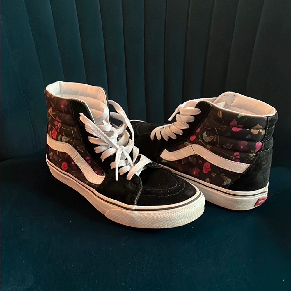 Vans Black and White Floral High-Tops
